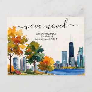 Chicago Illinois Skyline Moving Announcement Postcard