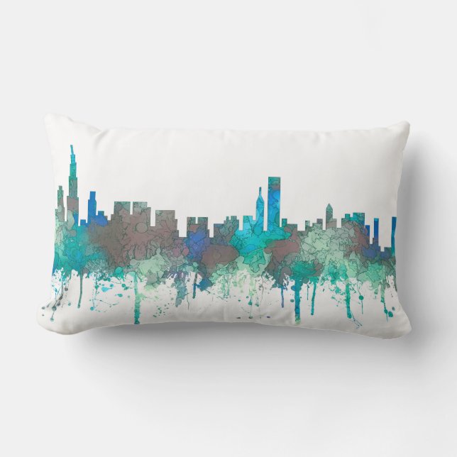 Chicago Illinois Skyline-SG-Jungle Lumbar Cushion (Front)