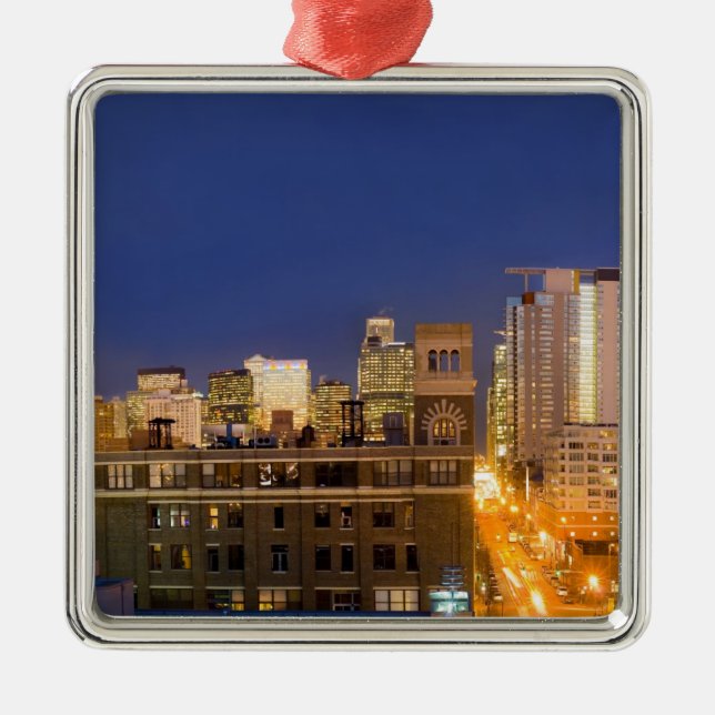 Chicago, Illinois, skyline shot from West Loop Metal Ornament (Front)