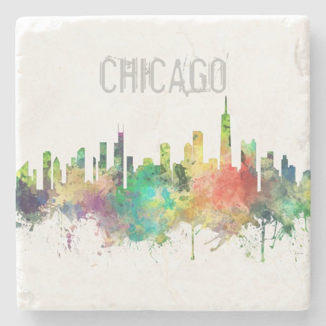 CHICAGO, ILLINOIS SKYLINE SP - STONE COASTER (Front)