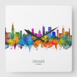 Chicago Illinois Skyline Square Wall Clock