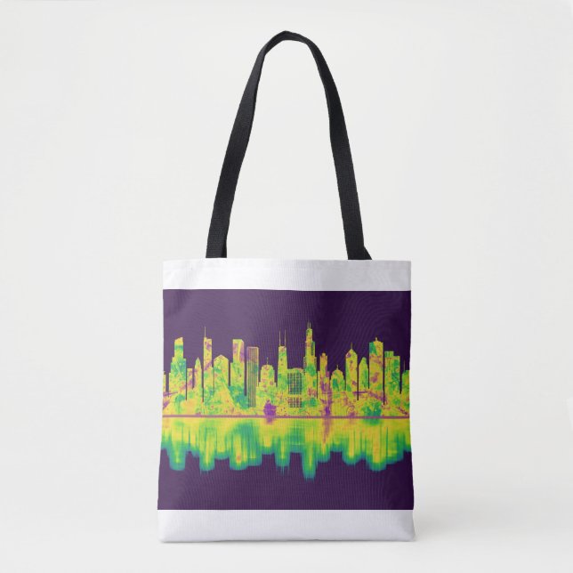 Chicago Illinois Skyline Tote Bag (Front)