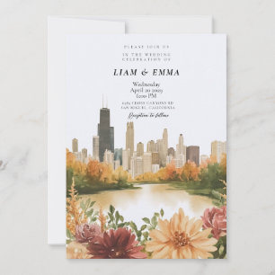 Chicago Illinois Skyline Wedding Invitation