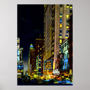 Chicago Illinois Street View at Night Poster