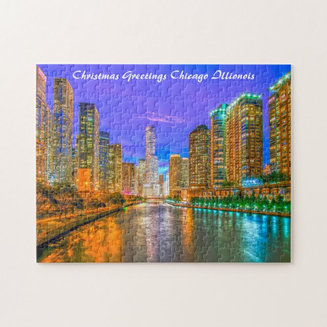 Chicago Illinois Streetscape.  Jigsaw Puzzle (Horizontal)
