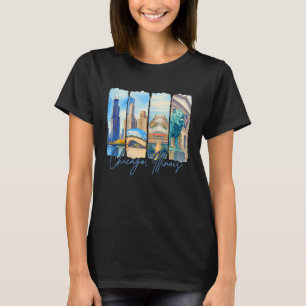 Chicago Illinois Travel Trip Brushstroke Souvenir T-Shirt