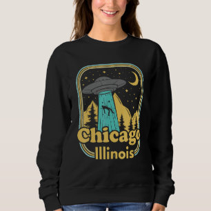 Chicago Illinois Ufo Alien Hunter 80s State Pride Sweatshirt