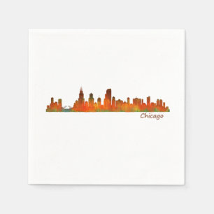 chicago Illinois US city skyline v01 Napkin