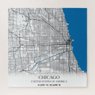 Chicago Illinois USA City Travel City Map Jigsaw Puzzle