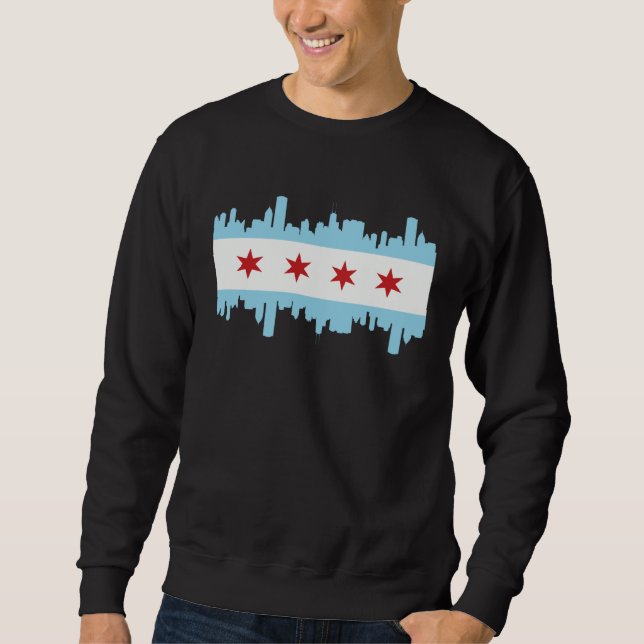 Chicago Illinois USA Skyline Silhouette Outline Sk Sweatshirt (Front)