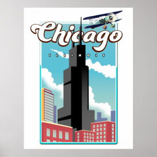 Chicago Illinois USA travel poster