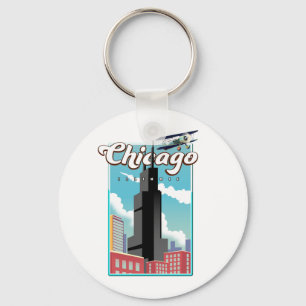 Chicago Illinois USA travel poster Magnet Key Ring