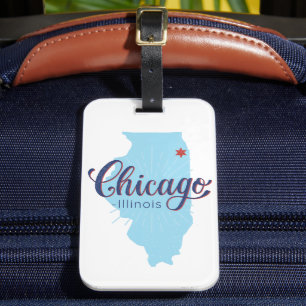 Chicago Illinois Vintage Map   Luggage Tag
