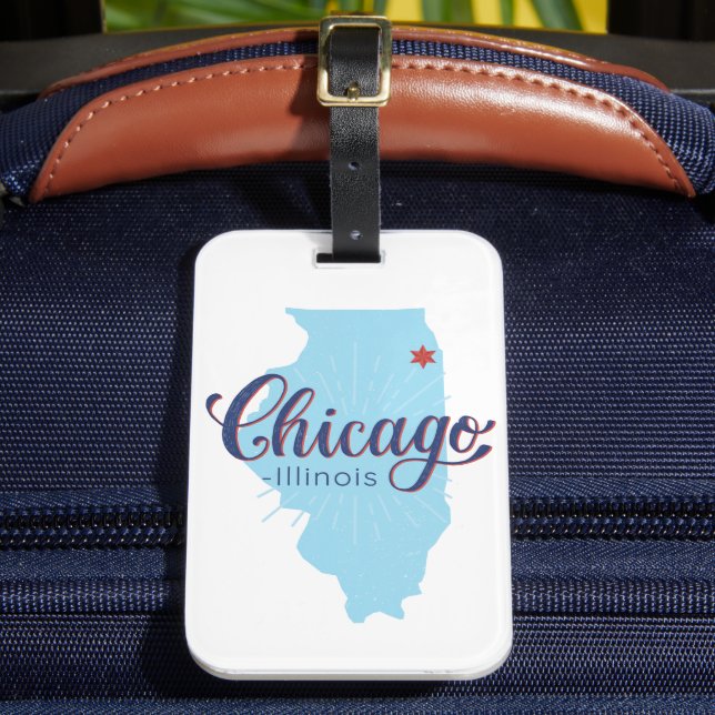 Chicago Illinois Vintage Map   Luggage Tag (Front Insitu 2)
