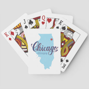 Chicago Illinois Vintage Map   Playing Cards