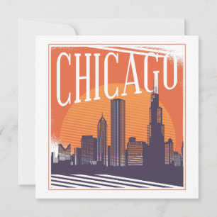 Chicago Illinois Vintage Skyline   