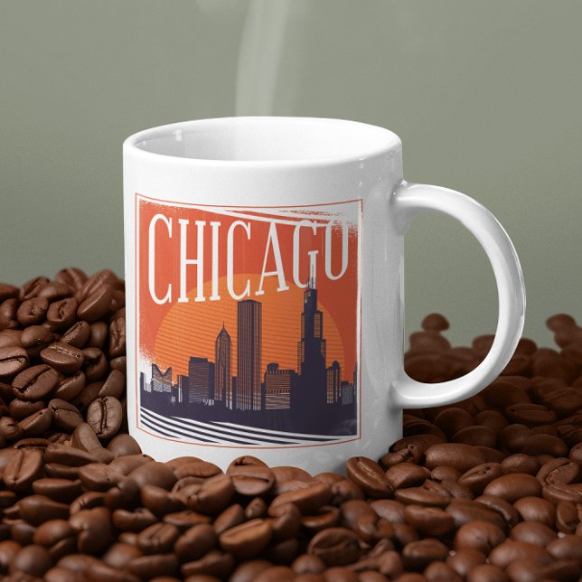 Chicago Illinois Vintage Skyline Photo Coffee Mug (retro vintage chicago windy city logo mug)