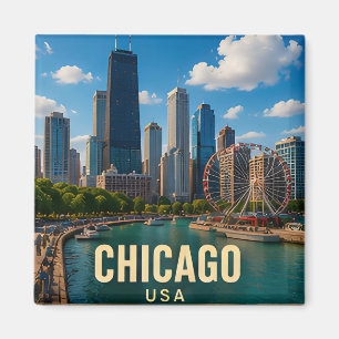 Chicago Illinois Waterfront Travel Gift Magnet