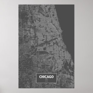 Chicago, Illinois (white on black) Poster