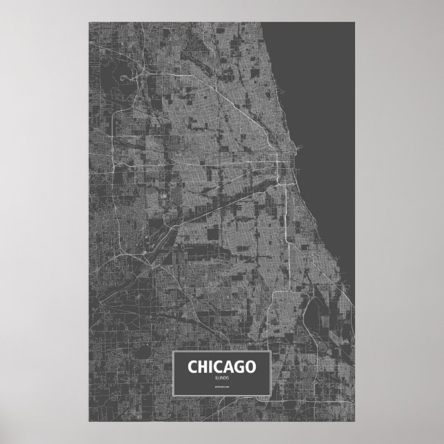 Chicago, Illinois (white on black) Poster (Front)