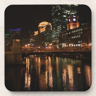 Chicago Illinois Windy City Night Building Destiny Coaster
