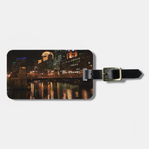 Chicago Illinois Windy City Night Building Destiny Luggage Tag