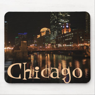 Chicago Illinois Windy City Night Building Destiny Mouse Pad