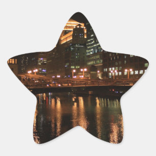 Chicago Illinois Windy City Night Building Destiny Star Sticker