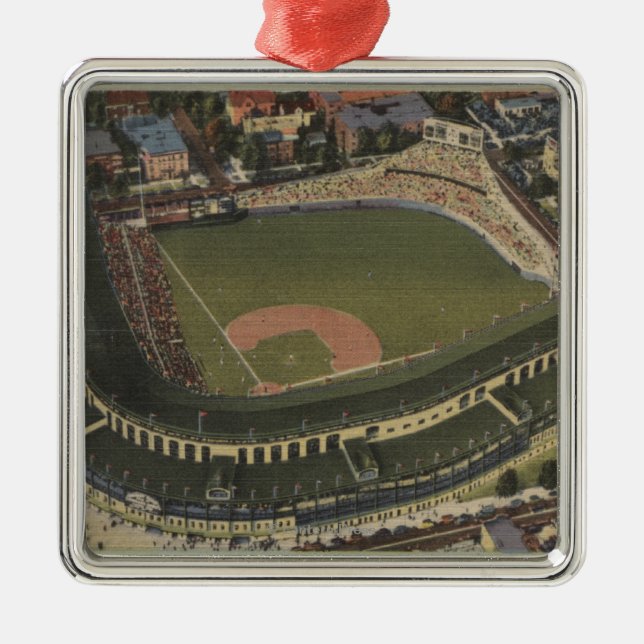 Chicago, Illinois - Wrigley Field Cubs Metal Tree Decoration (Front)