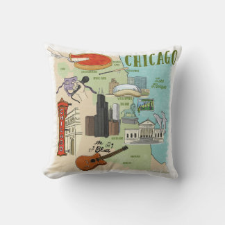 Chicago Illustrated Map Throw Pillow