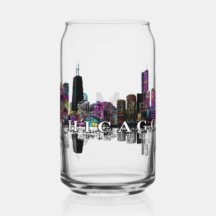 Chicago in graffiti with monogram can glass