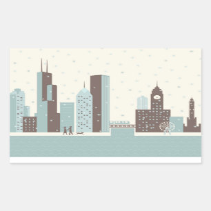 Chicago in Winter Rectangular Sticker