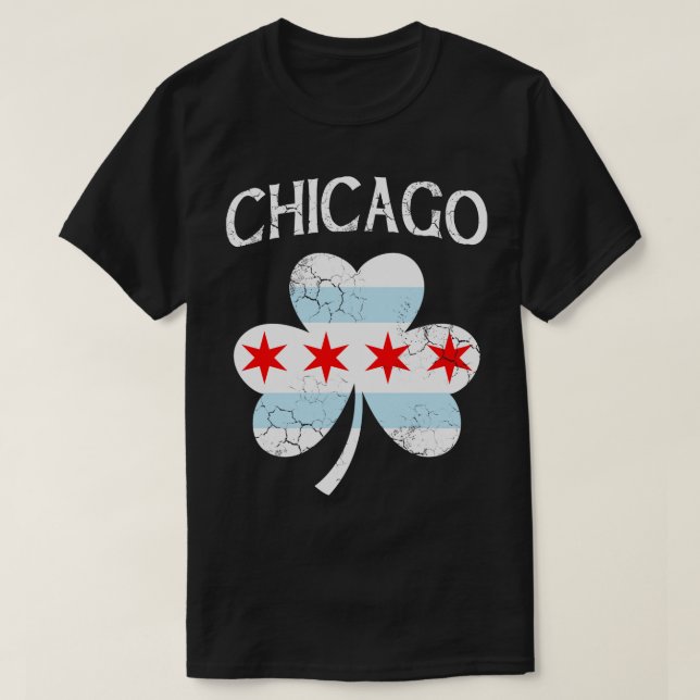 Chicago Irish Flag Shamrock St Patricks Day T-Shirt (Design Front)