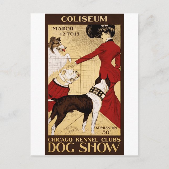 Chicago Kennel Club's Dog Show, Advertising Poster Postcard (Front)