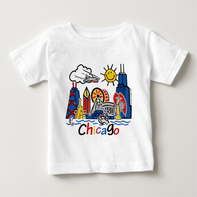 Chicago Kids Skyline Baby T-Shirt (Front)