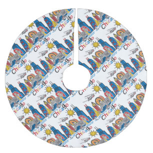 Chicago Kids Skyline Brushed Polyester Tree Skirt
