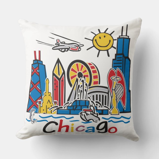 Chicago Kids Skyline Cushion (Front)