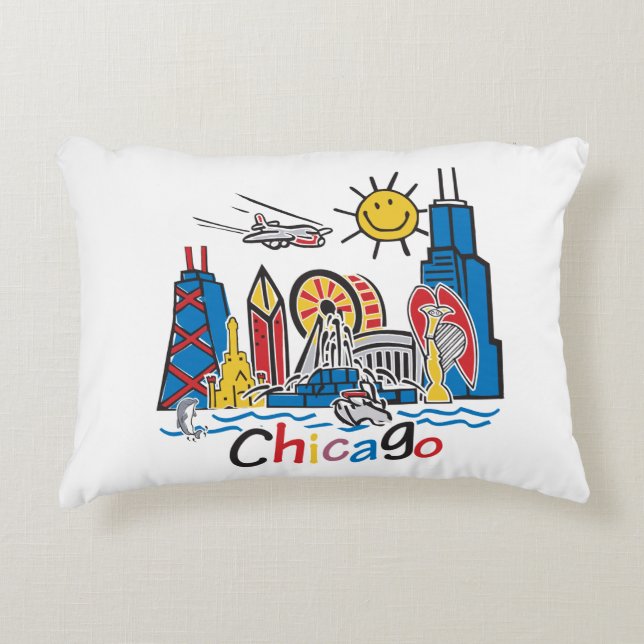 Chicago Kids Skyline Decorative Cushion (Front)