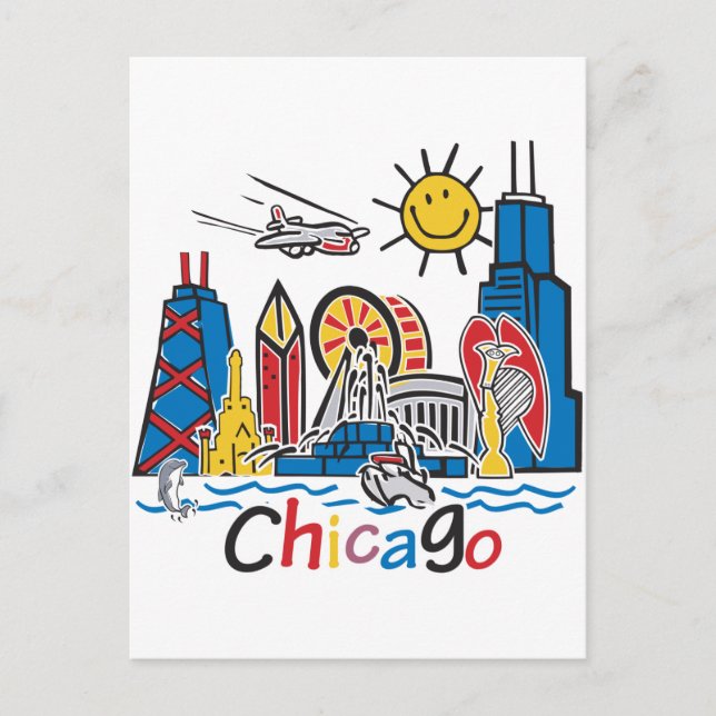 Chicago Kids Skyline Postcard (Front)