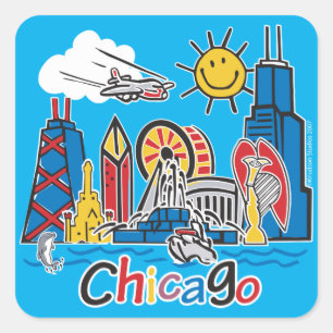 Chicago Kids Skyline Square Sticker