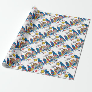 Chicago Kids Skyline Wrapping Paper