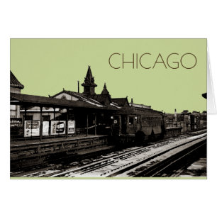 Chicago L 1950 Watercolor Sepia Photograph Subway