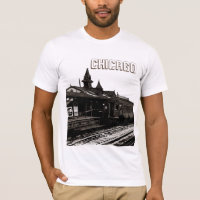 Chicago L 1950 Watercolor Sepia Photograph Subway