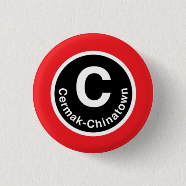 Chicago L Cermak-Chinatown Red Line Button (Front)
