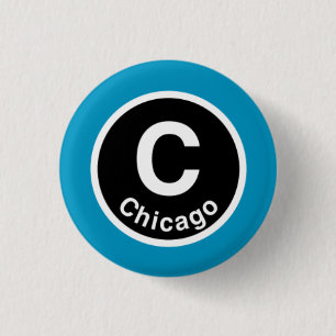 Chicago L Chicago Blue Line 3 Cm Round Badge