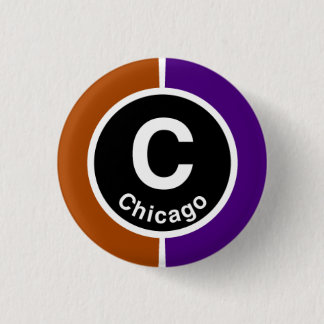 Chicago L Chicago Brown/Purple Line 3 Cm Round Badge