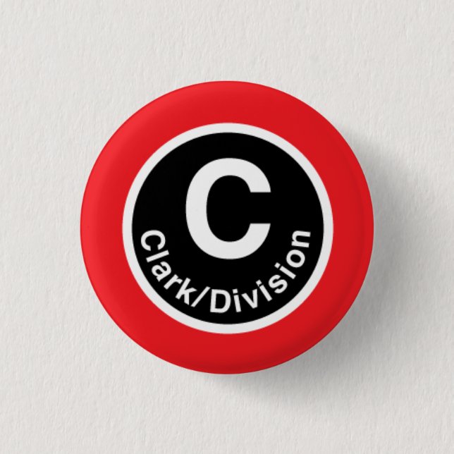 Chicago L Clark/Division Red Line 3 Cm Round Badge (Front)