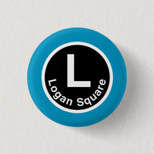 Chicago L Logan Square Blue Line 3 Cm Round Badge
