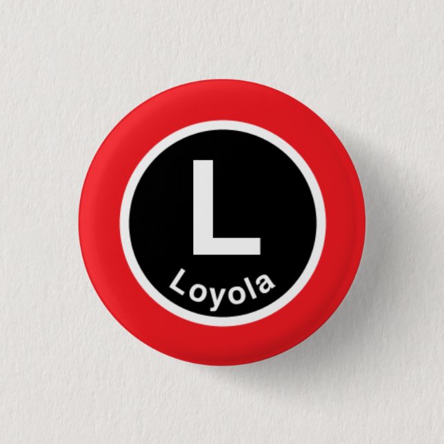 Chicago L Loyola Red Line 3 Cm Round Badge (Front)