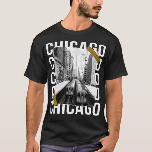 Chicago L Platform Trains And Skyscrapers Photo St T-Shirt